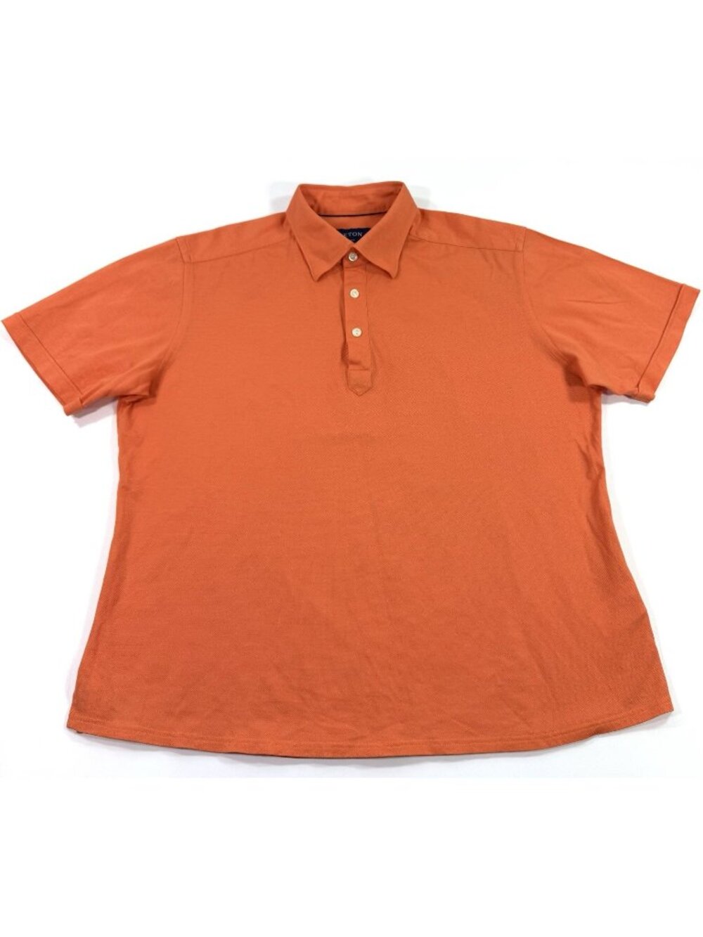 Eton Mens Polo Shirt Size XL Slim Fit Pique Cotton Orange Short Sleeve Luxury